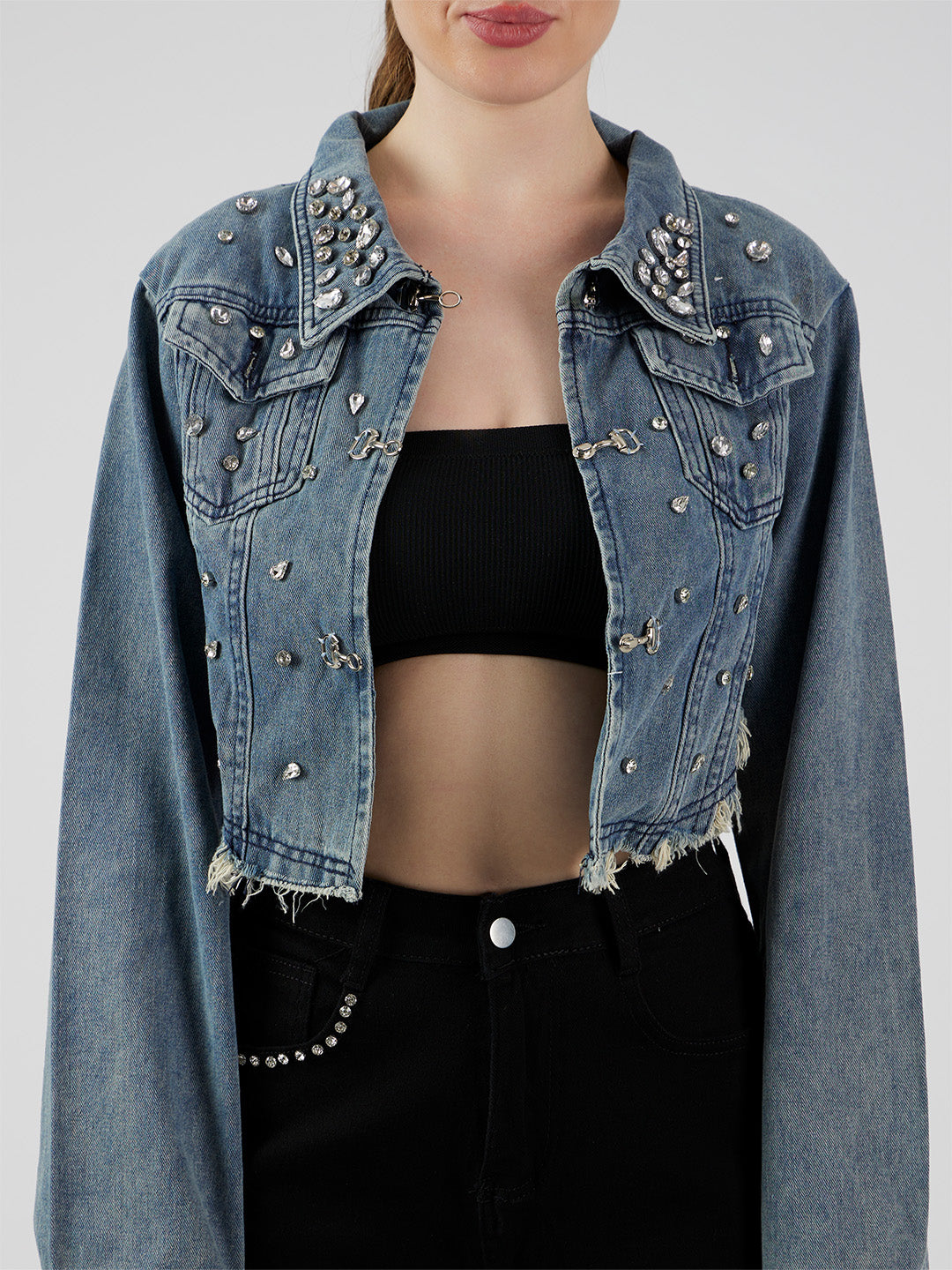 Diamond Studded Denim Jacket