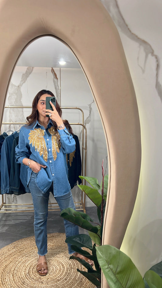 Golden Patch Denim Shirt