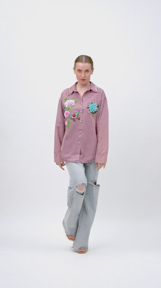 'Zyla' Appliqué Denim Shirt