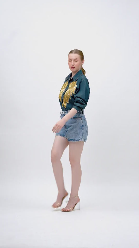 Golden Patch Denim Shirt